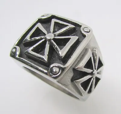 Mens Maltese Cross Mens Biker Stainless Steel Ring Size 12 • $19.95