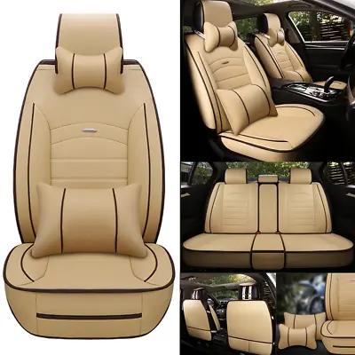 $85.49 • Buy Luxury Car Seat Covers 5-Seats Cushion PU Leather Full Set Fits SUV With Pillow