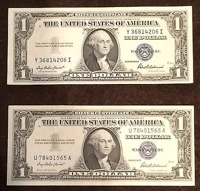 1935 + 1957 (2 NOTE LOT) Silver Certificate AU+ CU Condition FREE SHIPPING! • $16.46