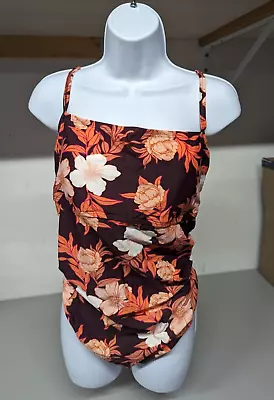 Isabel Maternity Orange Flower Halter One Piece Swimsuit Size XXL • $6.98