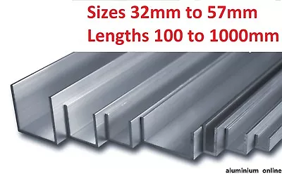 ALUMINIUM CHANNEL U  C PROFILE 32mm 35mm 38mm 44mm 51mm 57mm Select Size/length • £7.60