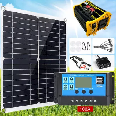 New 4000W Solar Panel Kit Complete Power Generator 100A 220V Home Grid System • £40.78