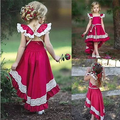 Ruffle Lace Dress Girl Sleeveless Party Toddler Kids Pageant Baby Girl Dresses  • $30.76