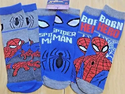 Spiderman Socks 3 Pack 2 Sizes 3 Designs Boys 3 Pairs Marvel New • £4.99