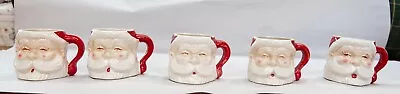 5 Vintage SANTA MUGS Ceramic  Christmas Santa Claus Mug Set • $75