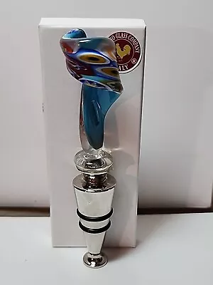 NIB Murano Art Deco Art Glass Wine Bottle Stopper Colorful Swirl JBX29 • $16.08