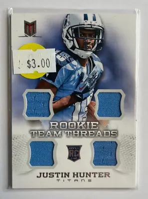 $3 • Buy Justin Hunter 2013 Momentum Rookie Team Threads Quad PATCH Tennessee Volunteers