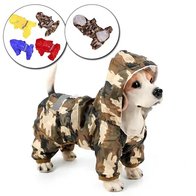 Pet Dogs Raincoat Waterproof Clothes Jumpsuit Puppy Hooded Jacket Cats Rain Coat • £6.53