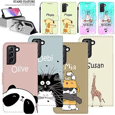 Animal Leather Cover Personalised Phone Case For Samsung Galaxy S24 A05s A15 A14 • £10.31