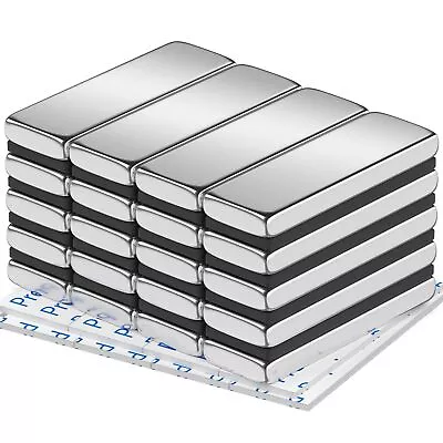 20 Pack Strong Neodymium Bar Magnets With Double-Sided Adhesive Rare • $23.70