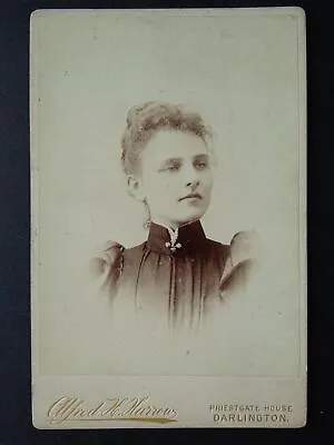 Victorian CABINET CARD PORTRAIT Miss Nellist By ALFRED HARROW STUDIO Darlington • £12.75