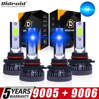 4x 9005 9006 Combo LED Headlight Kit High Low Beam Fog Bulbs 8000K Super Blue • $16.99