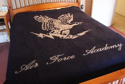 Vtg Tac Blankets Blue Air Force Academy Fleece Throw Blanket Made Usa 76l X 60w • $59