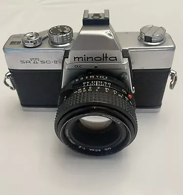 MINOLTA SRT SC-II 35mm SLR FILM CAMERA W/ 50mm Japan • $14.99