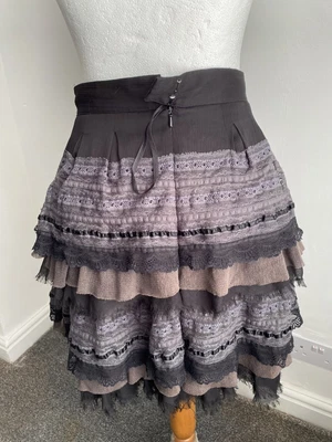 £5.99 • Buy River Island Black/lace/grey/teal Rara Ruffle Skirt Size 6-8 Uk