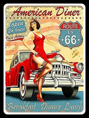 £4.35 • Buy American Diner Route 66, Retro Replica Vintage Style Metal Sign Gift Garage