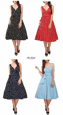 Miss Lavish Dress 50's Prom Swing Vintage Rockabilly Retro Polka Dot Plus Size • £24.99