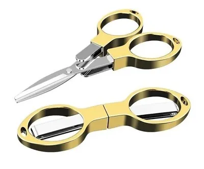 Craft Folding Scissors Golden Sewing Thread Snippers Travel Use Safe 10cm • £2.96