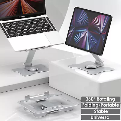 360° Metal Laptop Riser Stand Adjustable Desktop Holder For MacBooks & Laptops • £25.95