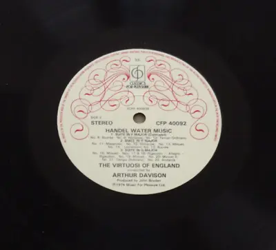 Handel 'water Music' Complete Vinyl Lp Excellent Condition 11 • £1