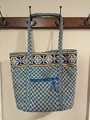 Vera Bradley RIVIERA BLUE Large Vera Tote Bag Carry-on • $18.99