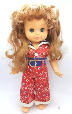 Vintage Doll In Handamde 70s Hippy Style 2 Piece Top & Bell Bottoms Blinky Eyes • $18