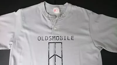 NEW Vintage Oldsmobile GM Men M Gray Henley T Shirt USA Howe Single Stitch W • $39.88