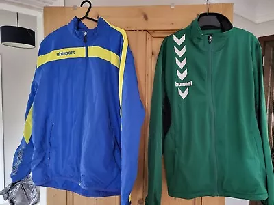 £10 • Buy Mens 2 X  Tracksuit Jackets Hummel And Uhlsport Green And Blue Size Large New