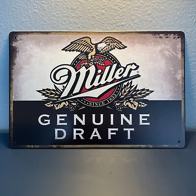 Miller Draft Beer Metal Sign - Bar Wall Decoration - 8x12 Inches • $11.99