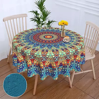 Round Tablecloth 60 InchStain Resistance Polyester Table ClothTable Cover For • $20.27