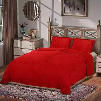 HOMESMART Red Ultra Soft Crystal Polyester Velvet 3pcs Comforter Set-King Gifts • $122.92