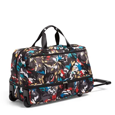 Womens Girls Vera Bradley Wheeled Carry On Suitcase Luggage Black Splash Floral  • $149.99
