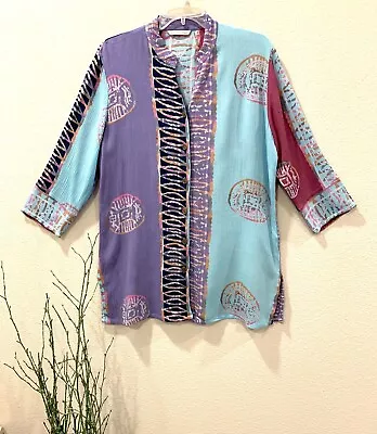 Soft Surroundings Tunic M {fits L} Hand Dyed Shaybali Vibrant Boho Batik Hippie • $22.95