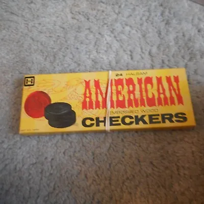 Halsam American Checkers Vintage 24 Embossed Wood Set Games #145H • $14.99