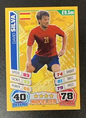 Topps Match Attax  Brazil 2014 World Cup- #214-spain/manchester City-david Silva • £1.29