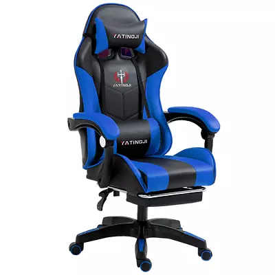 Gaming Chair Office Massage Racing Recliner Leather With Footrest Work Seatset • $127.95