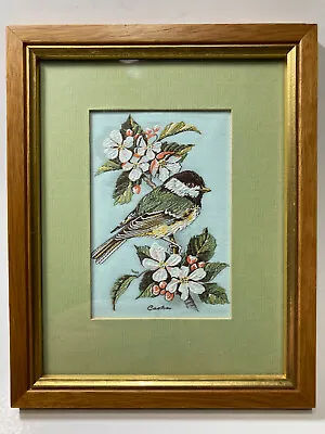 Black Capped Chickadee By J & J Cash Ltd. Framed Miniature Woven Picture • £28.50