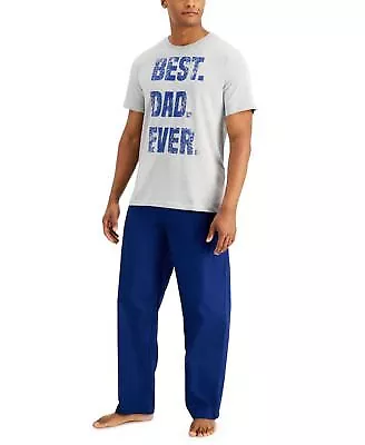 Club Room Mens Best Dad Pajama Set Grey Navy S LT/PAS GRY Size SMALL S/S • $7.99