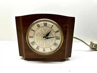 Vintage Westclox Sheraton Solid Mahogany Wood Electric Bedside Alarm Clock • $35