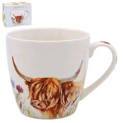 Highland Cow Breakfast Mug Watercolour Jennifer Rose • £9.99