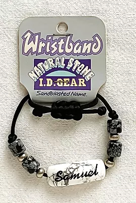 ID Wristband / Bracelet - Natural Stone - Sandblasted Name - Samuel - Brand New • £2.99
