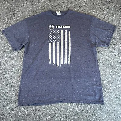 Dodge Ram Shirt Mens Extra Large Blue Short Sleeve Logo American Flag T-Shirt XL • $6.99