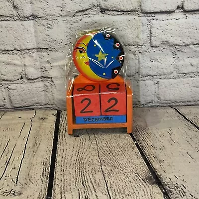 £7 • Buy 15cm Colour Moon Vintage Style Wooden Perpetual Eternal Calendar Blocks Day