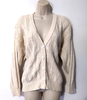 VTG Carriage Court Classic Women's Knit Button Up Cardigan Sweater Off White EUC • £46.27