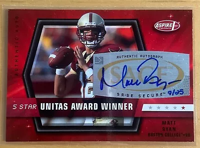 2008 SAGE Aspire Matt Ryan 5 Star Unitas Award Winner Auto /25 Boston College • $24.99