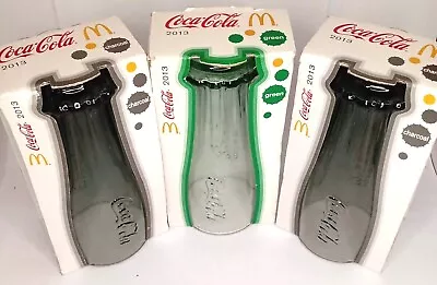 McDonalds 2013 Coca-Cola Upside Down Bottle Shape Glasses 1xGn 2x Charcoal • $19.40