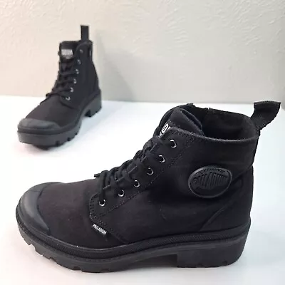 Palladium Platform Shoe Boots Womens 8.5 Black Canvas Chunky Y2K Grunge Booties • $54.99