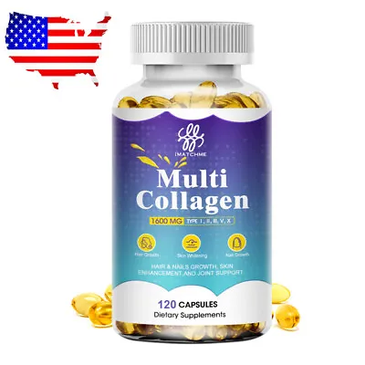 120 Capsules Multi Collagen Peptides-Type IIIIIIVX Anti-Aging Collagen Caps • $13.86