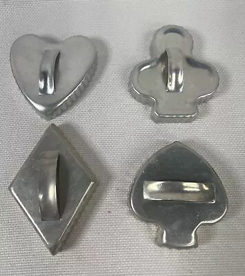 Card Suits Cookie Cutters MIRRO Vtg 60’s Aluminum  Handles & Scalloped Edges • $9.34