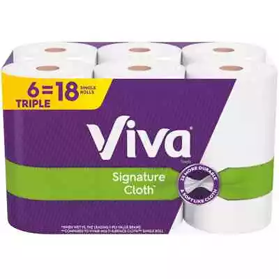 Viva Signature Cloth Sheet Paper Towels 6 Triple Rolls -141 Sheets Per Roll • $25.68